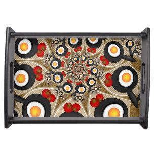 Brunch Fractal Art Funny Food, Tomatoes, Eggs Serving Tray