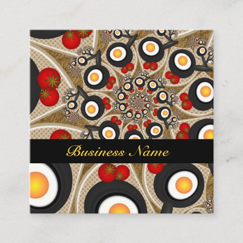 Brunch Fractal Art Funny Food Tomatoes Eggs Square Business Card