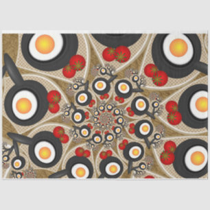 Brunch Fractal Art Funny Food, Tomatoes, Eggs Tissue Paper