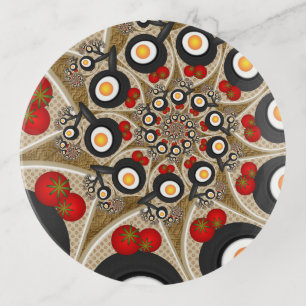 Brunch Fractal Art Funny Food, Tomatoes, Eggs Trinket Tray