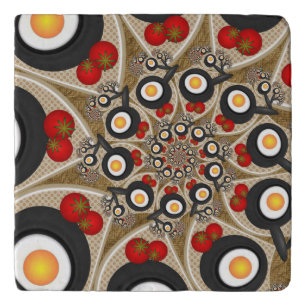 Brunch Fractal Art Funny Food, Tomatoes, Eggs Trivet