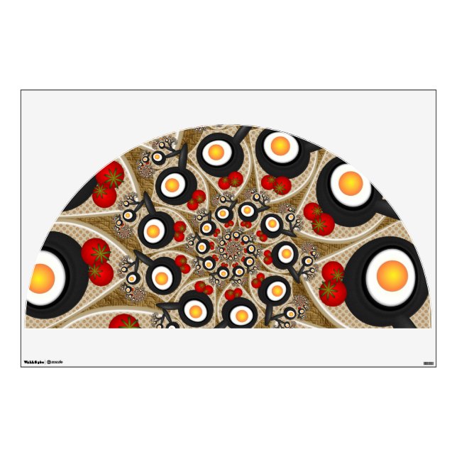 Brunch Fractal Art Funny Food, Tomatoes, Eggs Wall Decal (Front)