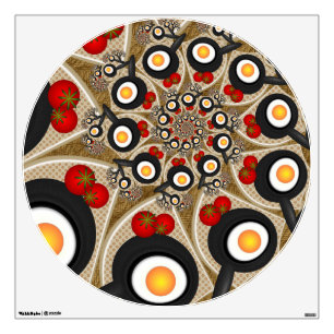 Brunch Fractal Art Funny Food, Tomatoes, Eggs Wall Decal