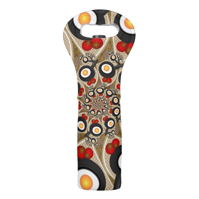 Brunch Fractal Art Funny Food, Tomatoes, Eggs Wine Bag (Front)