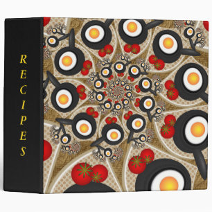 Brunch Fractal Funny Food Art Recipes 3 Ring Binder