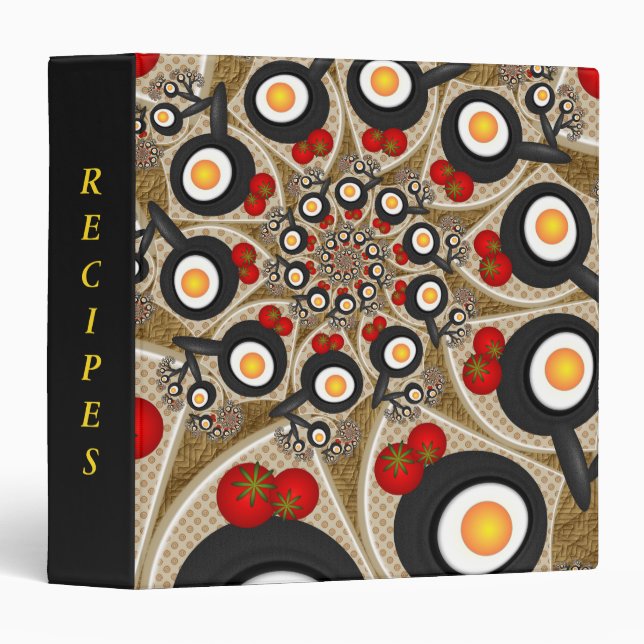 Brunch Fractal Funny Food Art Recipes 3 Ring Binder (Front/Spine)