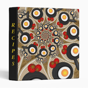 Brunch Fractal Funny Food Art Recipes 3 Ring Binder