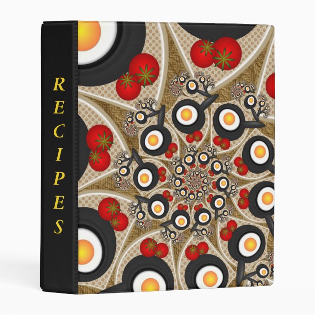 Brunch Fractal Funny Food Art Recipes Mini Binder (Front/Spine)