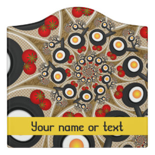 Brunch Fractal Funny Food, Tomatoes, Eggs Text Door Sign