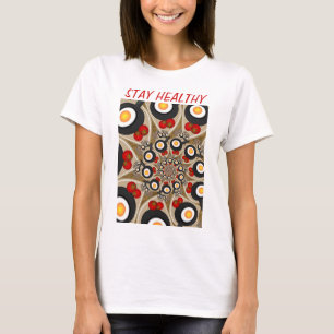 Brunch Fractal Funny Food, Tomatoes, Eggs Text T-Shirt
