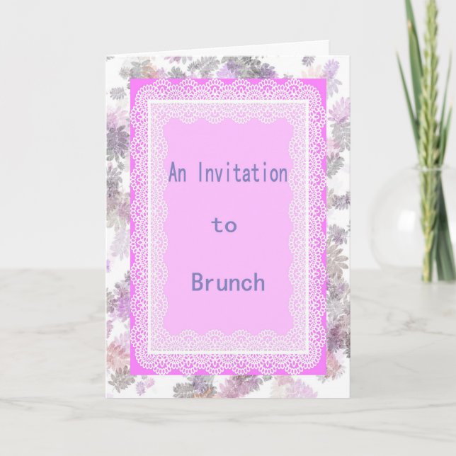 Brunch Invitation, Lavender and Lace Invitation (Front)