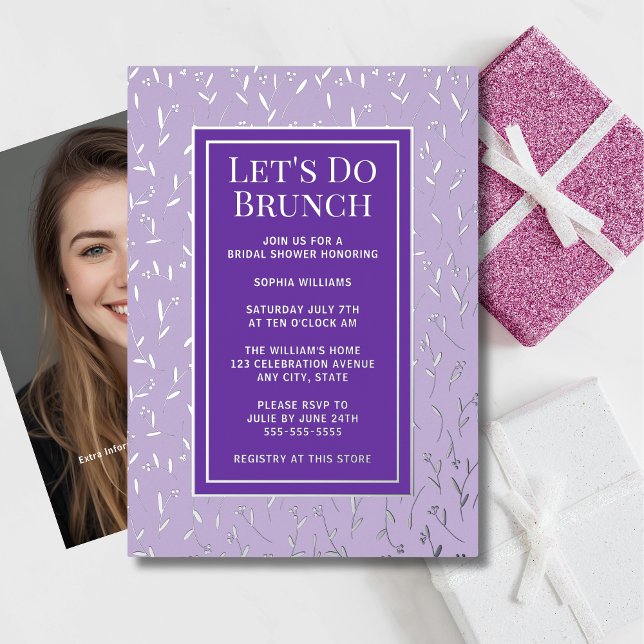 Brunch Invite Bridal Shower Custom Floral Silver (Creator Uploaded)