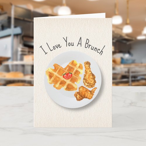 Brunch Love Pun Chicken  Waffles Valentine Card