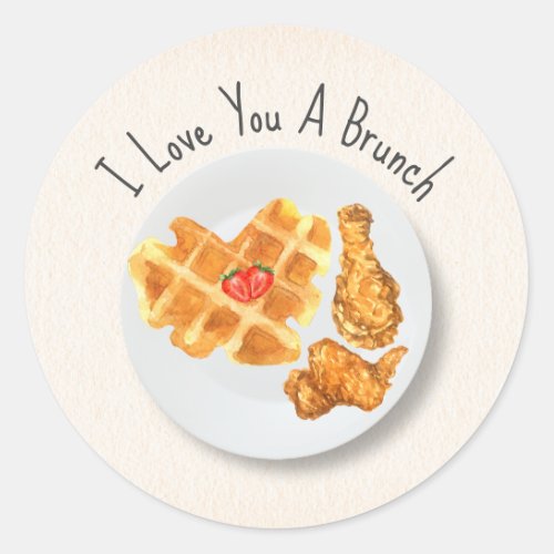 Brunch Love Pun Kids Classroom Valentine  Classic Round Sticker