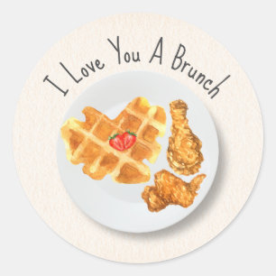 Brunch Love Pun Kids Classroom Valentine  Classic Round Sticker