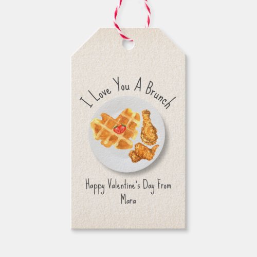 Brunch Love Waffle Kids Classroom Valentine  Gift Tags