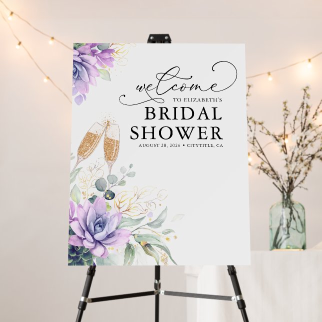 Brunch Lunch Bubbly Succulents Greenery Welcome Foam Board (In Situ (Stand))