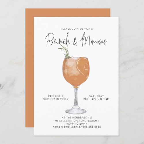 Brunch  Mimosas Summer Cocktail Party  Invitation