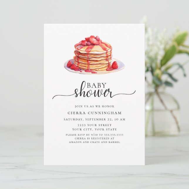 Brunch Pancake Baby Shower Invitation (Standing Front)
