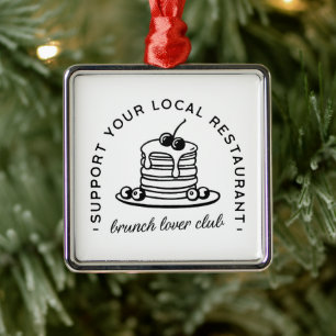 Brunch pancakes lover funny quotes metal ornament