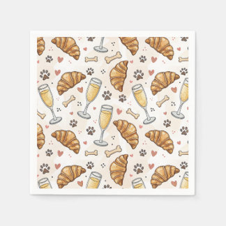 Brunch & Paws Napkins - Croissants and Mimosas