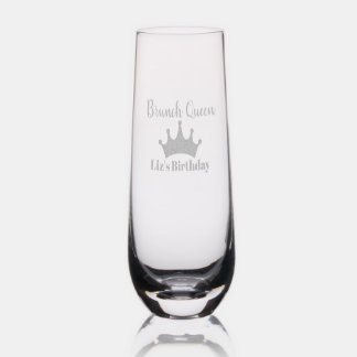Brunch Queen Personalized Champagne Glass