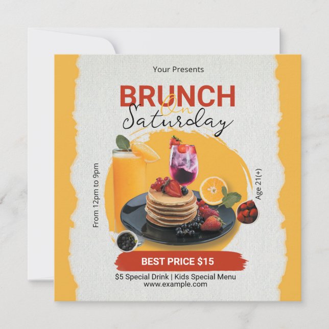 Brunch Saturday Flyer Holiday Card (Front)