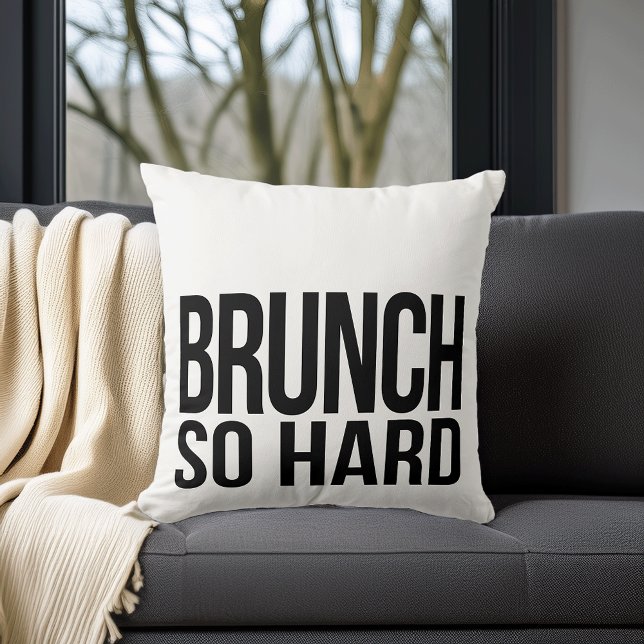 Brunch So Hard Black & White Throw Pillow (Creator Uploaded)