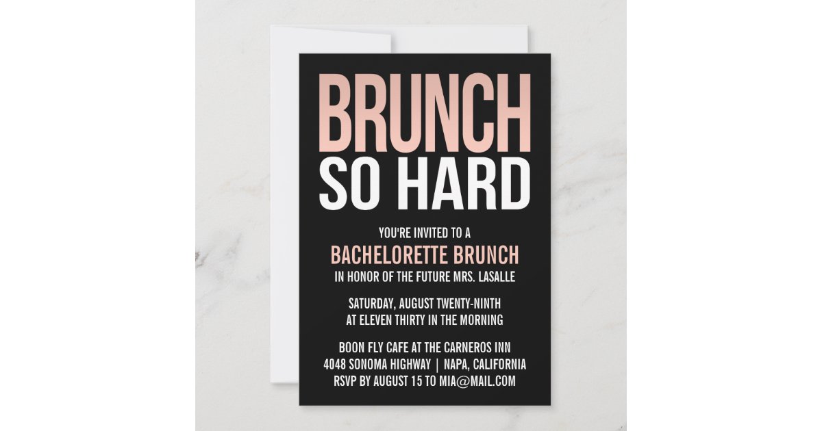 Brunch So Hard Pink Bachelorette Brunch Invitation | Zazzle