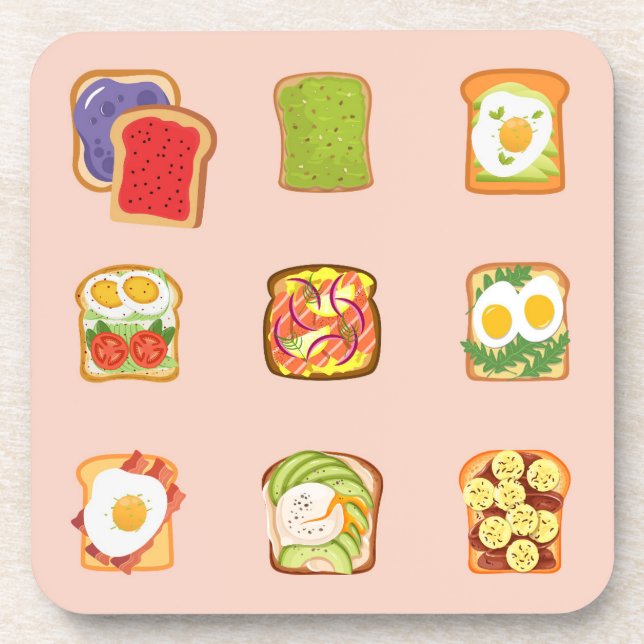 Brunch Toast Beverage Coaster (Front)