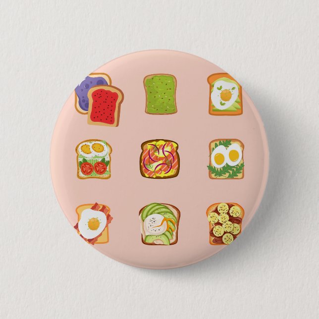  Brunch Toast Pattern Button (Front)