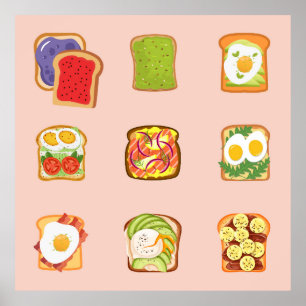 Brunch Toast Pattern Poster