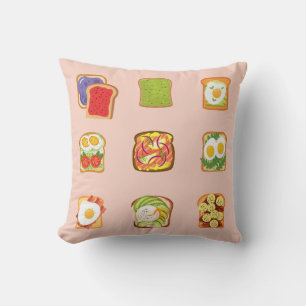  Brunch Toast Pattern Throw Pillow
