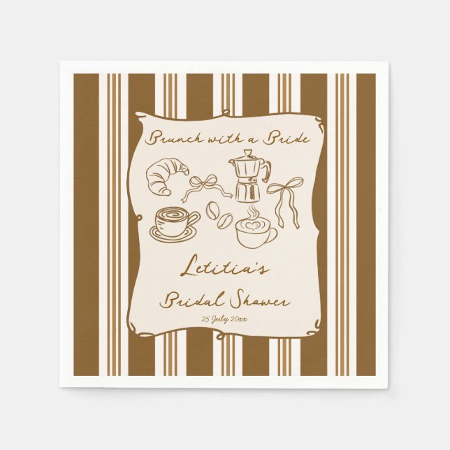 Brunch with bride retro coffee bridal shower napkins (Front)