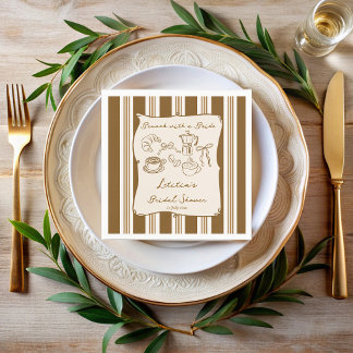 Brunch with bride retro coffee bridal shower napkins
