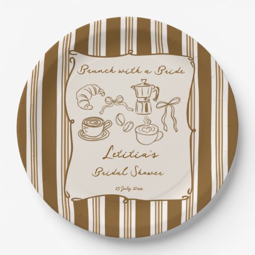 Brunch with bride retro coffee bridal shower paper plates