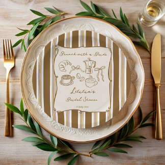 Brunch with bride retro coffee bridal shower paper plates