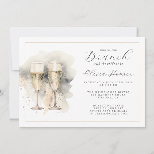 Brunch With The Bride Champagne Gold Invitation