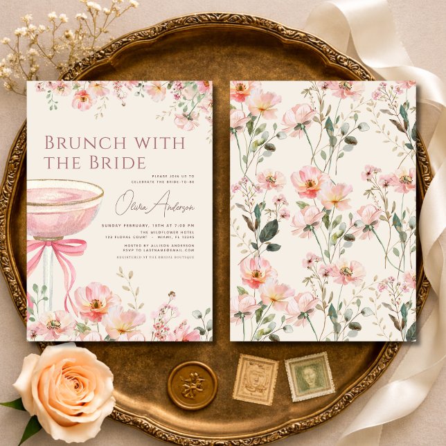 Brunch with The Bride Coquette Bow Bridal Shower Invitation (Creator Uploaded)