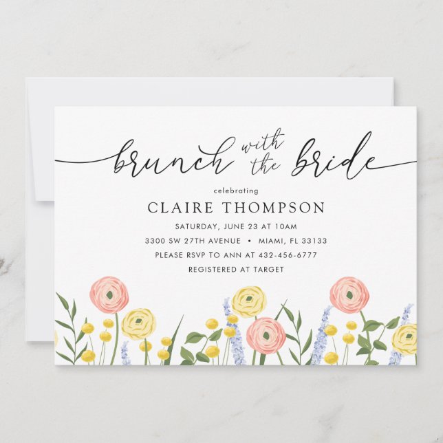 Brunch with the Bride Floral Shower Invitation (Front)