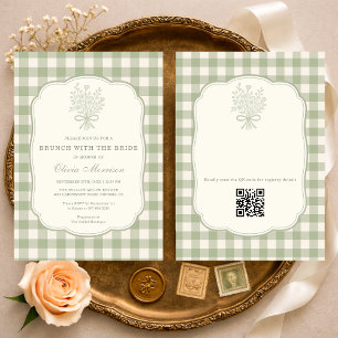 Brunch with the Bride Gingham QR Code Shower  Invitation