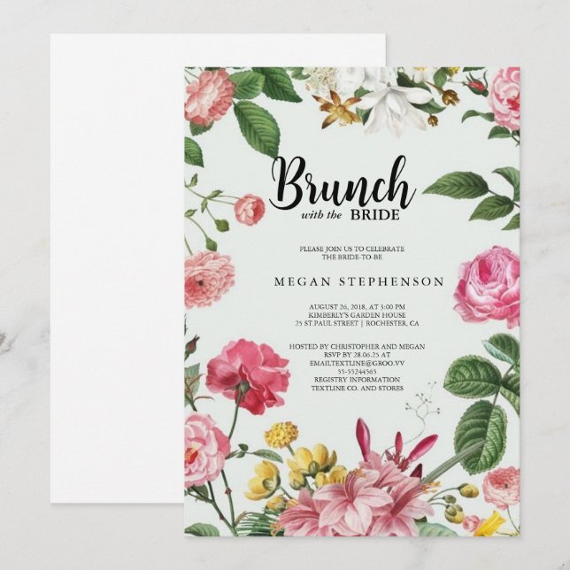 Brunch with the Bride Gold Greenery Bridal Shower Invitation