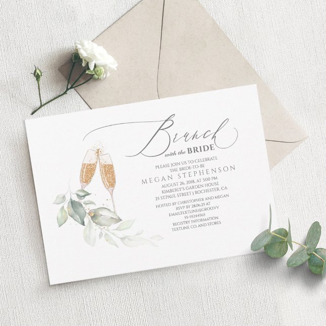 Brunch with the Bride Gold Greenery Bridal Shower Invitation (Creator Uploaded)