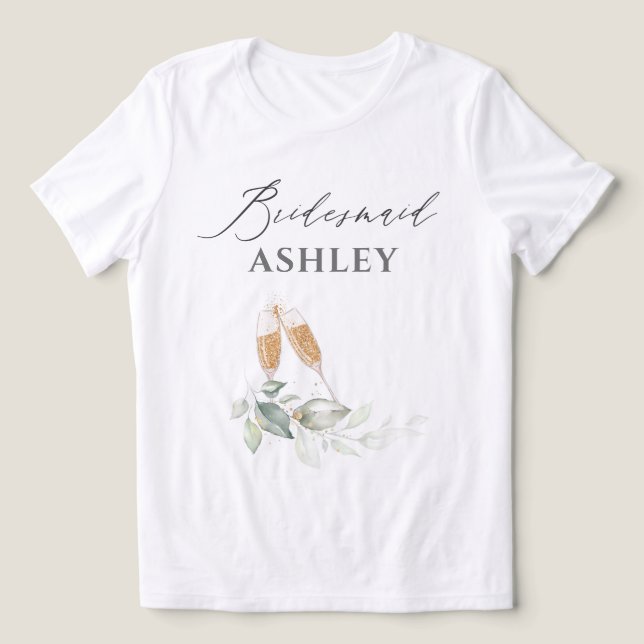 Brunch with the Bride Gold Greenery Bridesmaid Tri-Blend Shirt (Design Front)