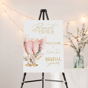 Brunch With The Bride Pink Rose Bridal Shower Foam Board