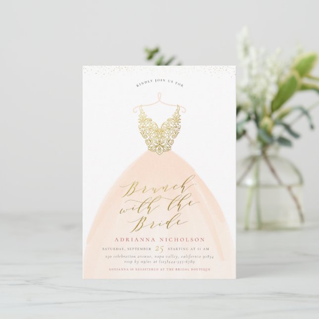Brunch With The Bride Wedding Dress Bridal Shower Invitation | Zazzle