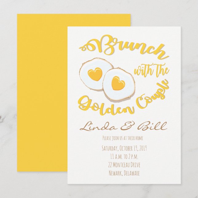 Brunch with the Golden Couple Anniversary Invitation (Front/Back)