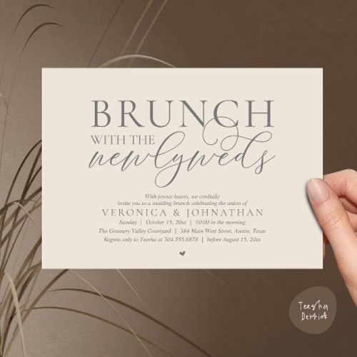 Brunch with the newlyweds, Cream Grey Wedding Invitation
