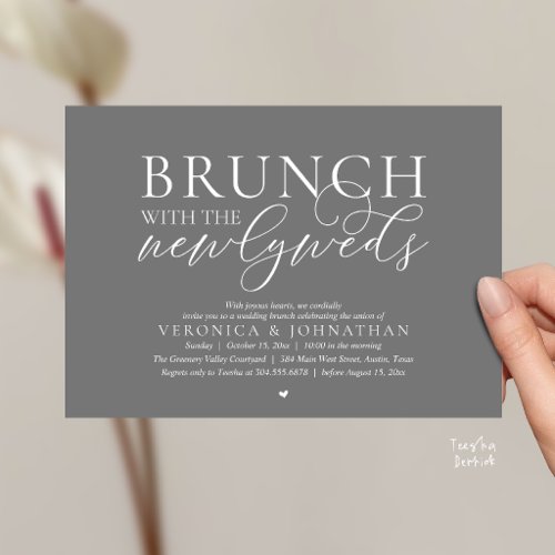 Brunch with the newlyweds, Dark Grey Wedding Invitation