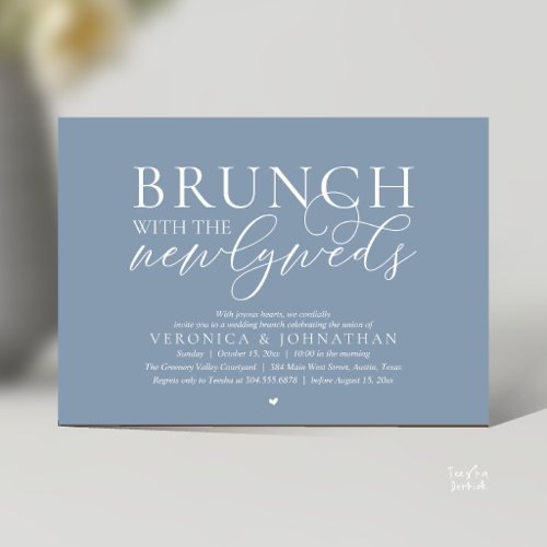 Brunch with the newlyweds, Dusty Blue Wedding Invitation
